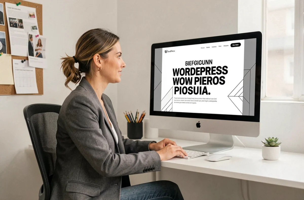 Designer de l'agence Aty'pique travaillant sur un projet WordPress créatif dans un studio moderne