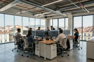 Équipe informatique professionnelle dans un bureau moderne des Bouches-du-Rhône illustrant le classement des meilleurs prestataires IT de la région