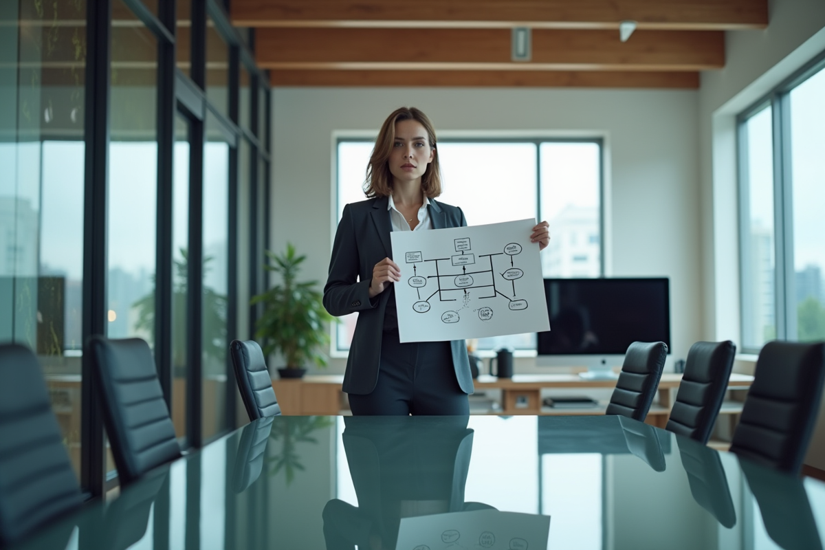 Femme professionnelle montrant un diagramme lors d