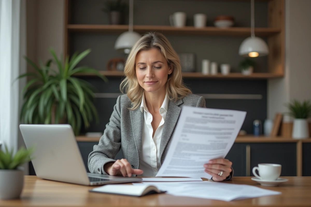 Femme lisant instructions pour configuration email