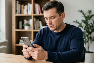 Homme tenant un Xiaomi 15 et consultant les paramètres de sécurité sur l'écran du smartphone