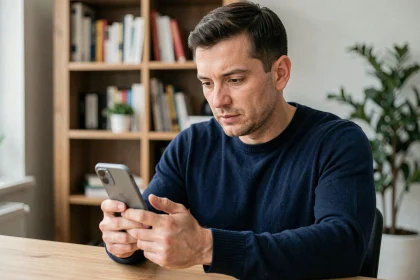 Homme tenant un Xiaomi 15 et consultant les paramètres de sécurité sur l'écran du smartphone