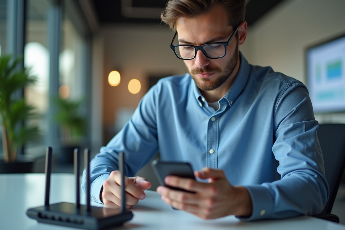 Jeune ingénieur en configuration de routeur sans fil