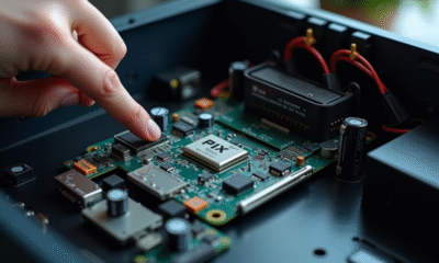 Intérieur d'un ordinateur avec circuit PIX mis en valeur