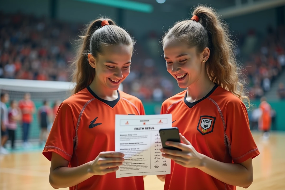 Jeunes joueuses de handball souriantes après un match
