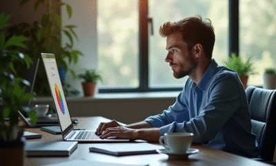Personne au bureau avec un spinner Google sur l'écran