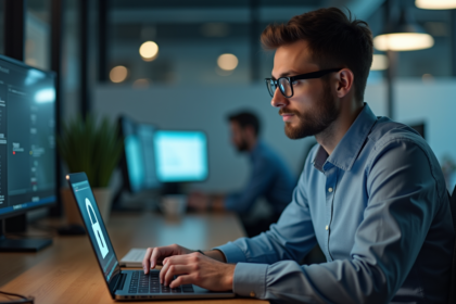 Jeune professionnel IT face à un SSL cassé sur son ordinateur