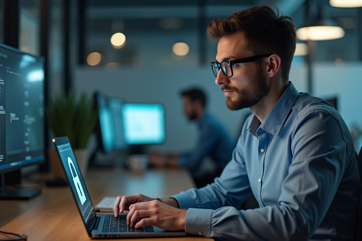 Jeune professionnel IT face à un SSL cassé sur son ordinateur