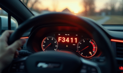 Tableau de bord de voiture affichant le code F3411 en focus